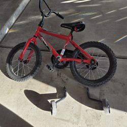 Kids 16 In Huffy Bike With Quick Training Wheels