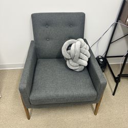 Walnut Wood Upholstered Accent Chair