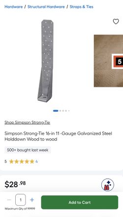 Simpson Strong-Tie 16-in 11 -Gauge Galvanized Steel Holddown Wood to wood