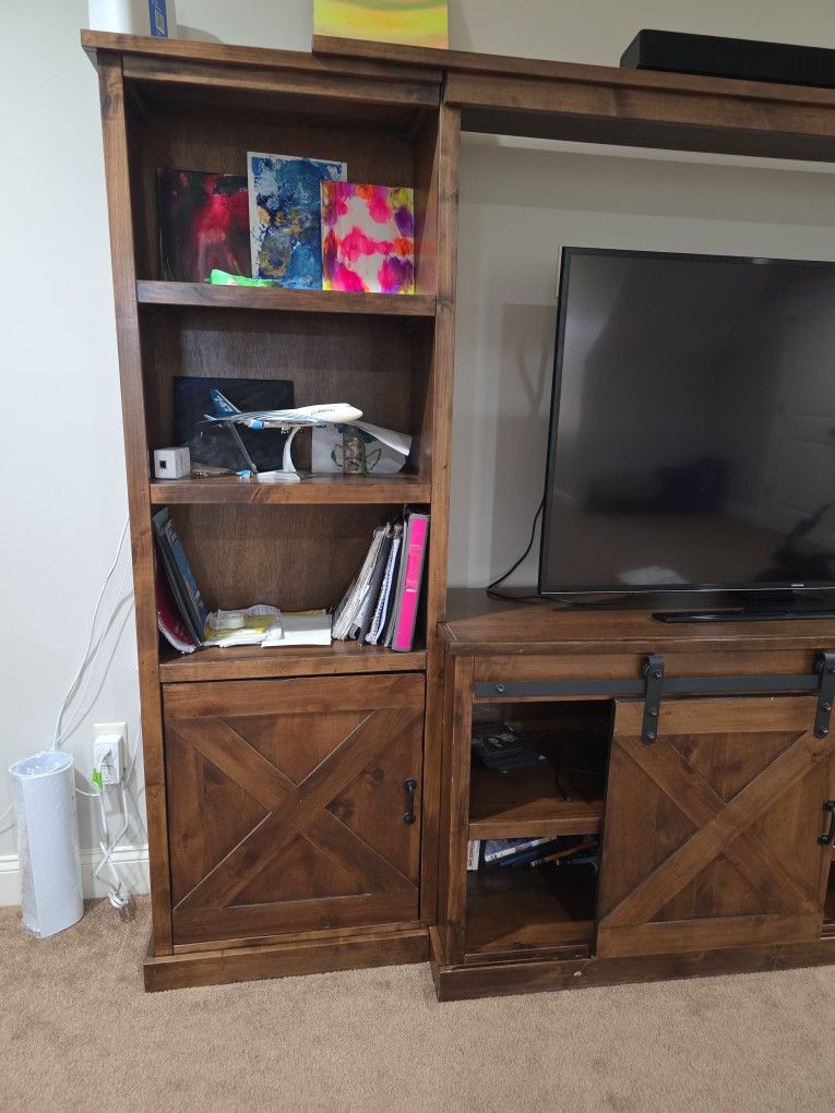 Entertainment Center with barn doors