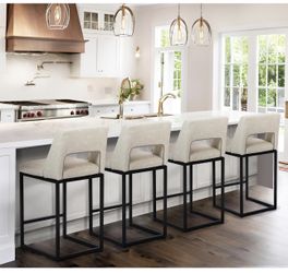 Counter Height Bar Stools Set of 4 for Kitchen Counter Modern Bar Chairs with Backs 26 Inch for Kitchen Island with Upholstered Faux Leather Seat and 