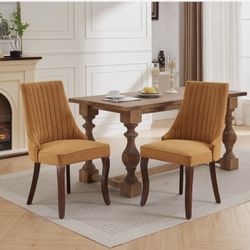 Rayon Cloth Flocking Linen Dining Chairs Channel Kitchen Dinner Chair Comfy Fabric Upholstered Accent Chair