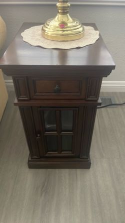 Dark Wood Accent EndTables with Cabinet