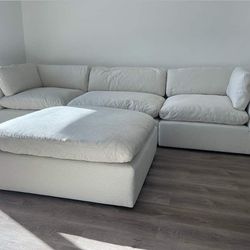 Elyza Ivory Linen 3 Piece Modular Sectional Sofa,  Fast Delivery 