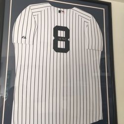 Yogi Berra Autographed Framed Yankees Jersey