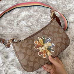 Coach Jes Baguette In Signature Canvas With Coach Radial Rainbow