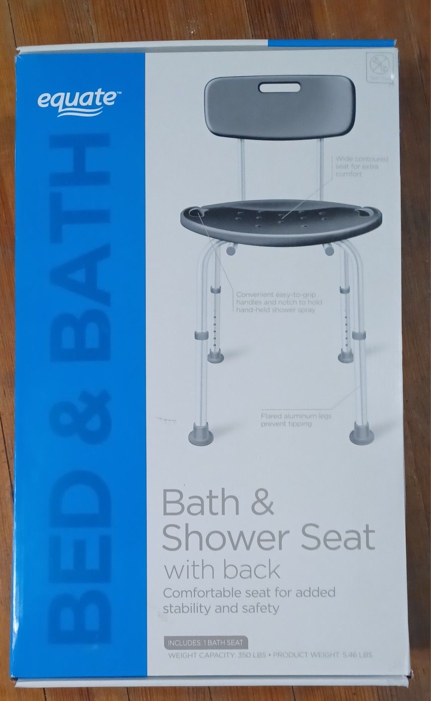 Equate Bed And Bath Chair With Back Rest New Never Used