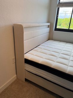Upholstered Headboard with Bed Frame with mattress