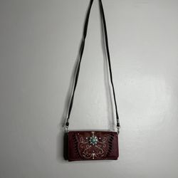 Justin West Floral Embroidery Purse