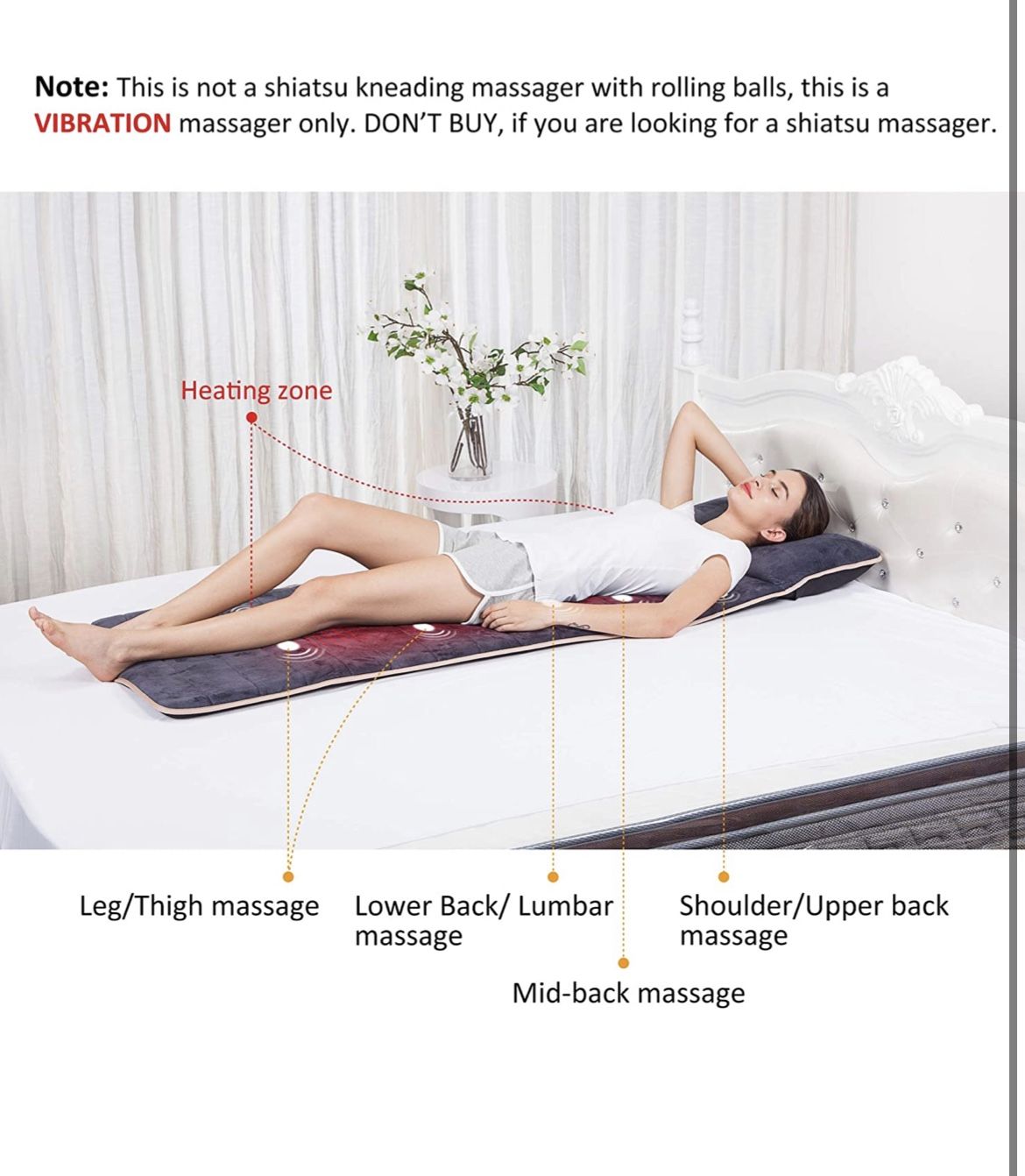 Snailax Massage Mat with 10 Vibrating Motors and Therapy Heating