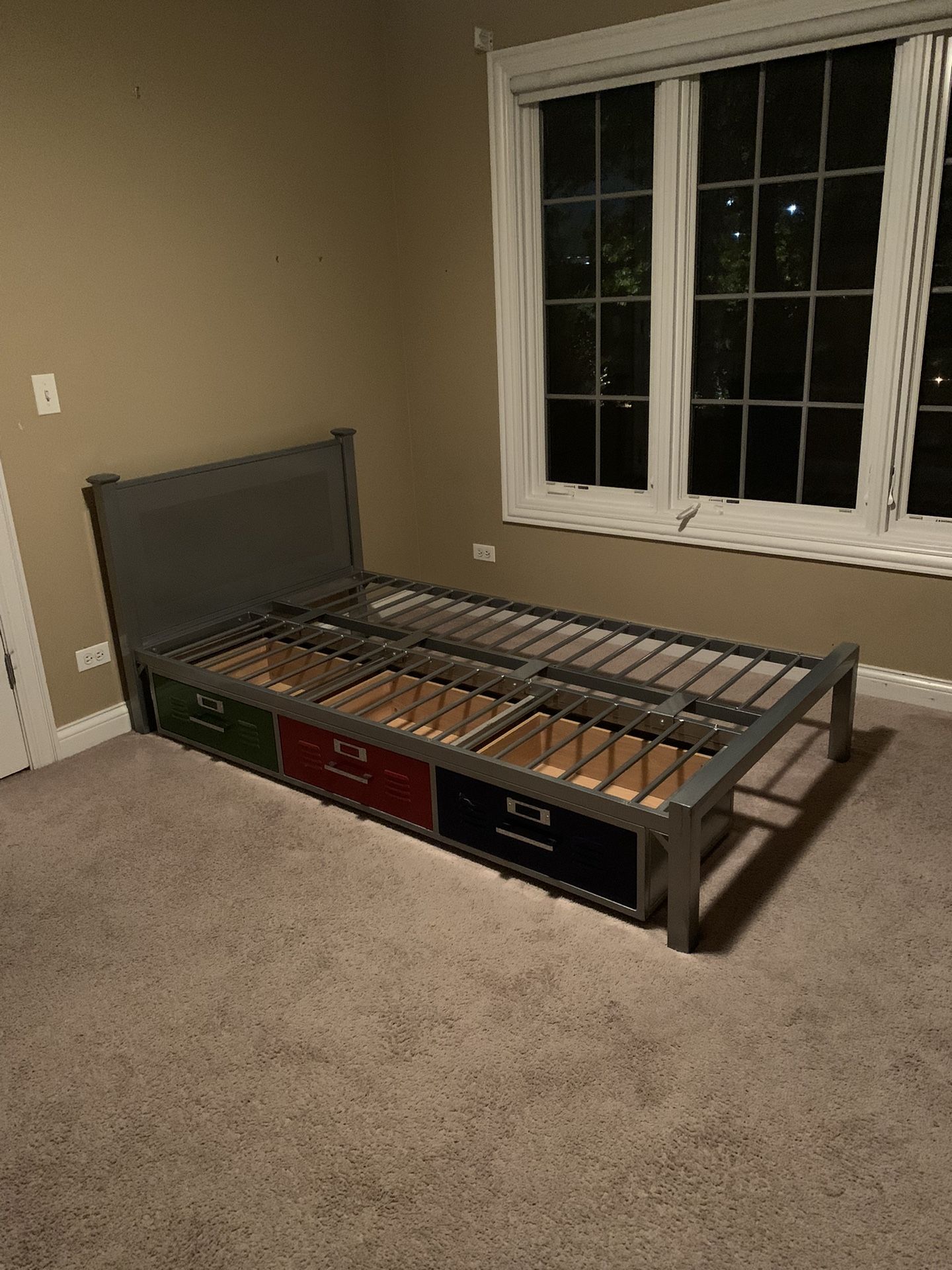 Locker Room Style Twin Bed Frame With Storage