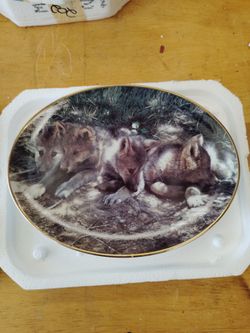 6pc Vintage Wolf Collector Plate Lot - Bradford Exchange W/ Boxes