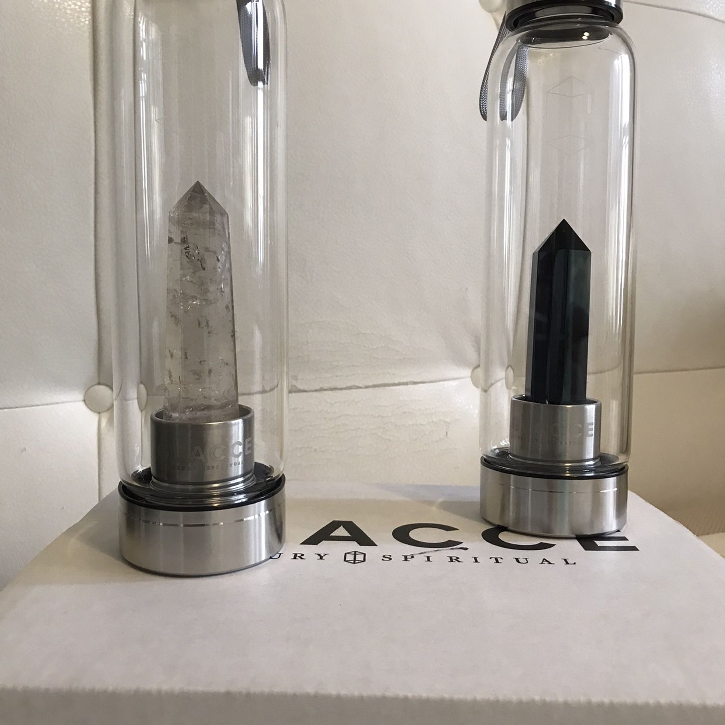 (2) GLACCE Luxury Spiritual crystal Water Bottles