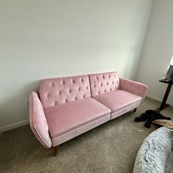 Pink Velvet Folding Couch