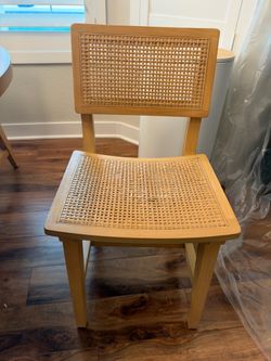 Natural Wood Cane Dining table and 4 Chairs