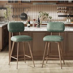 SET OF 2 Modern Swivel Upholstered Counter Stools  - Brand New