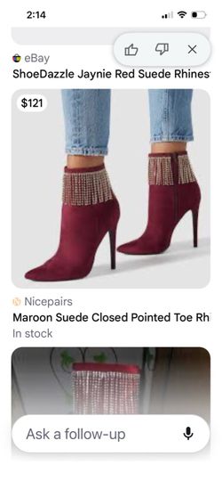 ShoeDazzle Jaynie Red Suede Rhinestone Booties