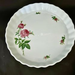 Christineholm Porcelain Rose Baking Dish Pie Plate Quiche Torte 