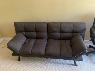 Gray Tufted Fabric Futon Sofa