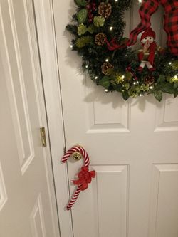 Fabric Candy Cane With Red Bow