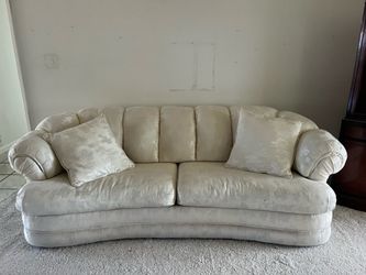 Curved White Upholstered Sofa / Couch – Comfortable & Stylish