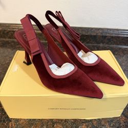 Everlush Velvet Pointed Toe Heeled Slingback 