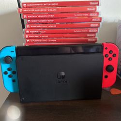 Nintendo Switch with games and wireless controller 