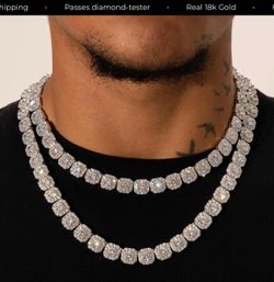 Moissanite cluster tennis chain VVS pass diamond tester. Life time guarantee