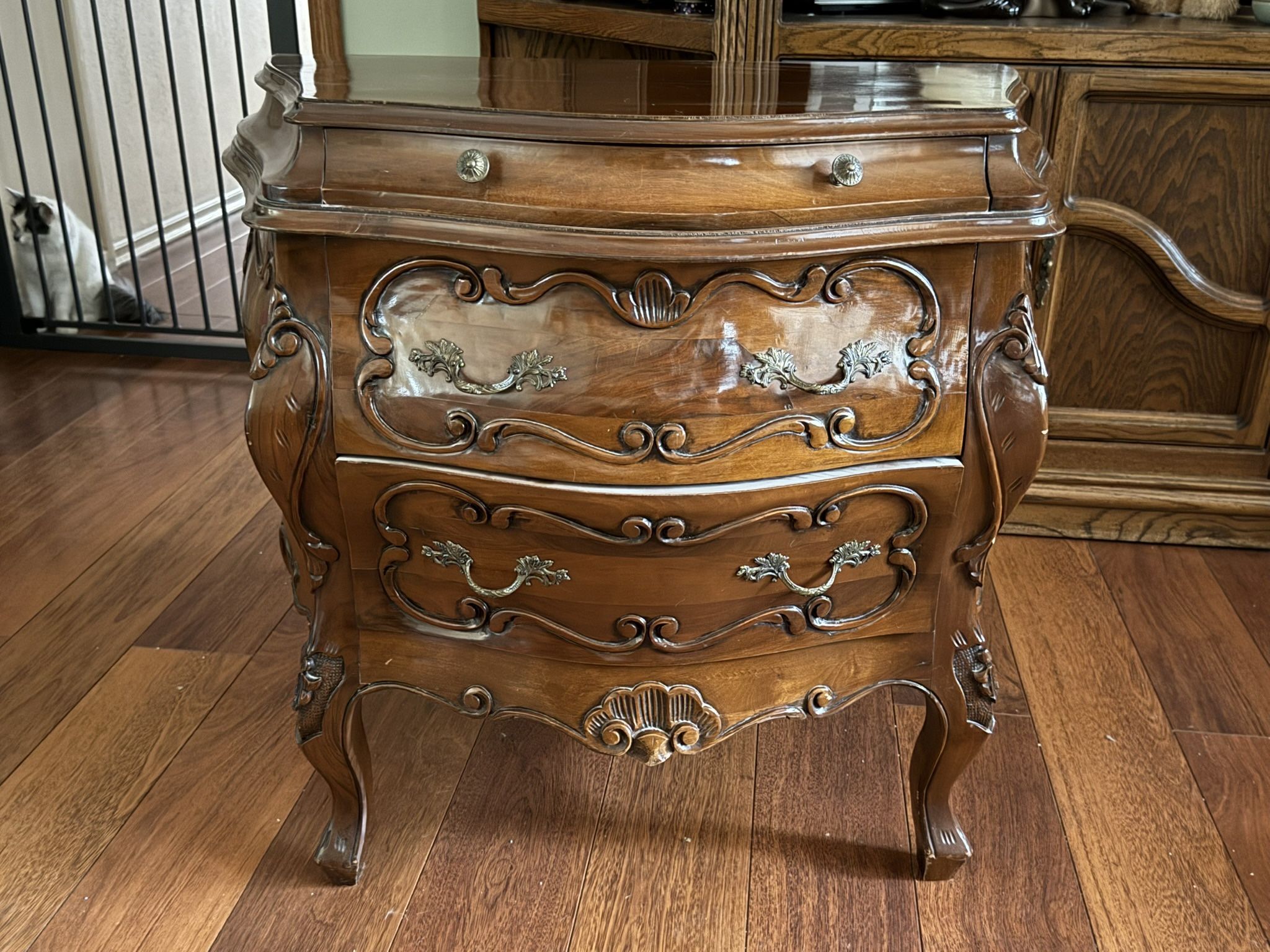 Antique Wood Side Table W/ Drawers