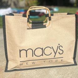  Vintage Macy's New York Reusable Canvas Shopping Bag Tote 