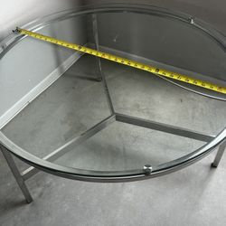 Glass Modern Coffee Table With Chrome Legs.