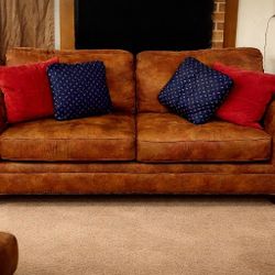 Broyhill Rustic Brown Sofa w/ Nailhead Trim