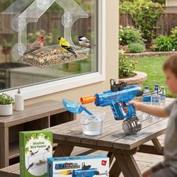 Summer Essentials Bundle: New UZI Electric Water Gun & Window Bird Feeder Deal