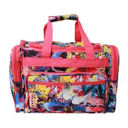 16” Carry On Duffle Bag w/ Shoulder Strap - Pink Butterfly