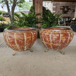 Rustic Pumpkin Clay Pots, Planters, Plants. Pottery $75 cada una