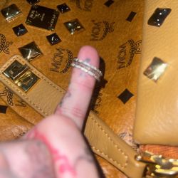 Silver Pink ring moissanite diamonds Size 9