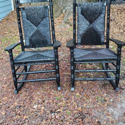 Black Wooden Front Porch Rocking Chairs