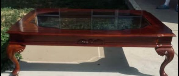 Coffee Table with Amber Beveled Glass Top