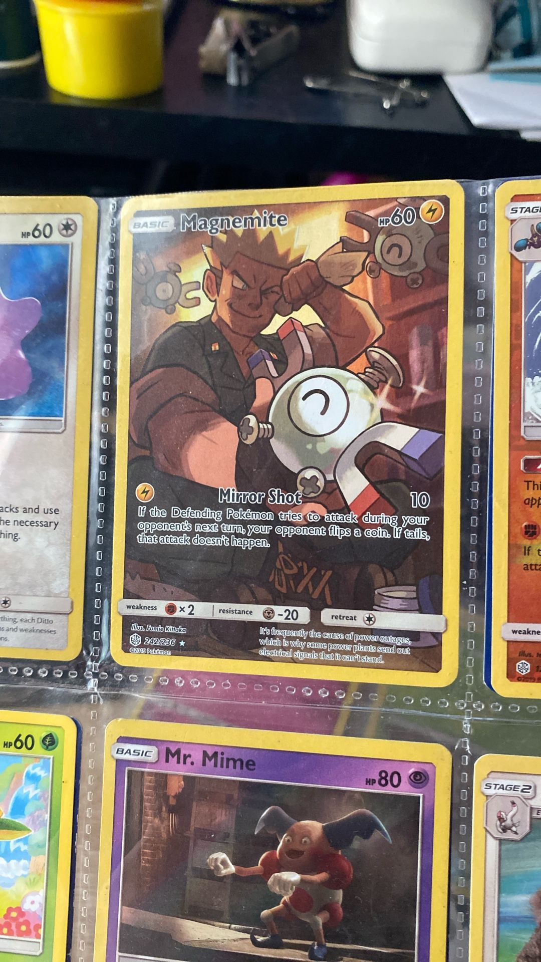 Magnemite Pokémon card from the Sun & Moon Cosmic Eclipse expansion, released in 2019