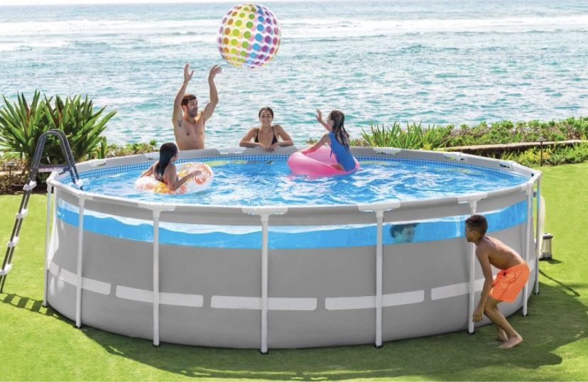 Intex 26729EH 16 Foot by 48 Inch Clearview Prism Metal Frame Above Ground Swimming Pool with Filter Pump