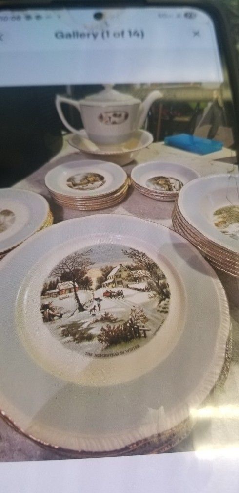Hmer & Laughlin Currier&Ives Vtg set of 26