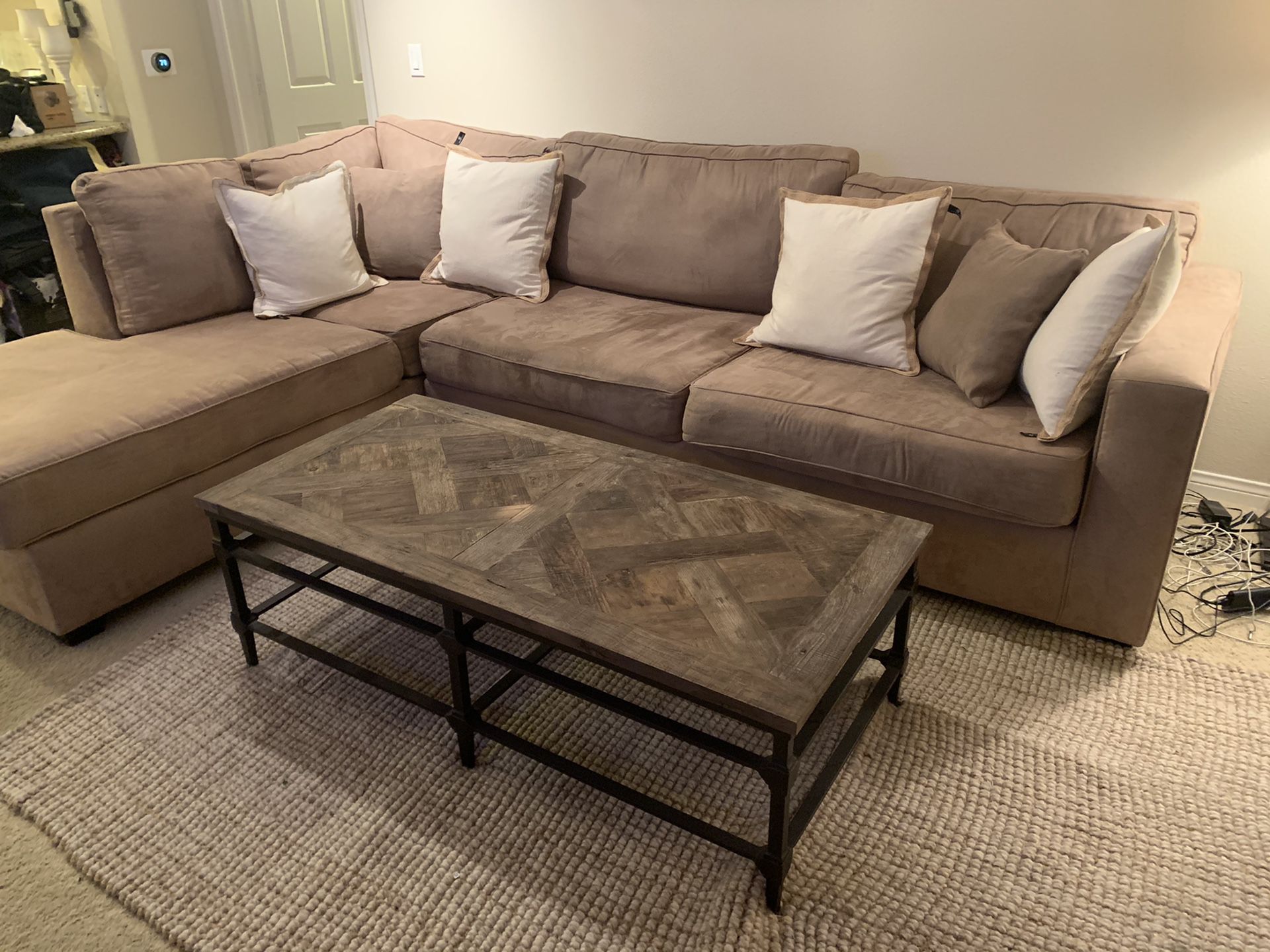 Sectional Sofa -Taupe Suede