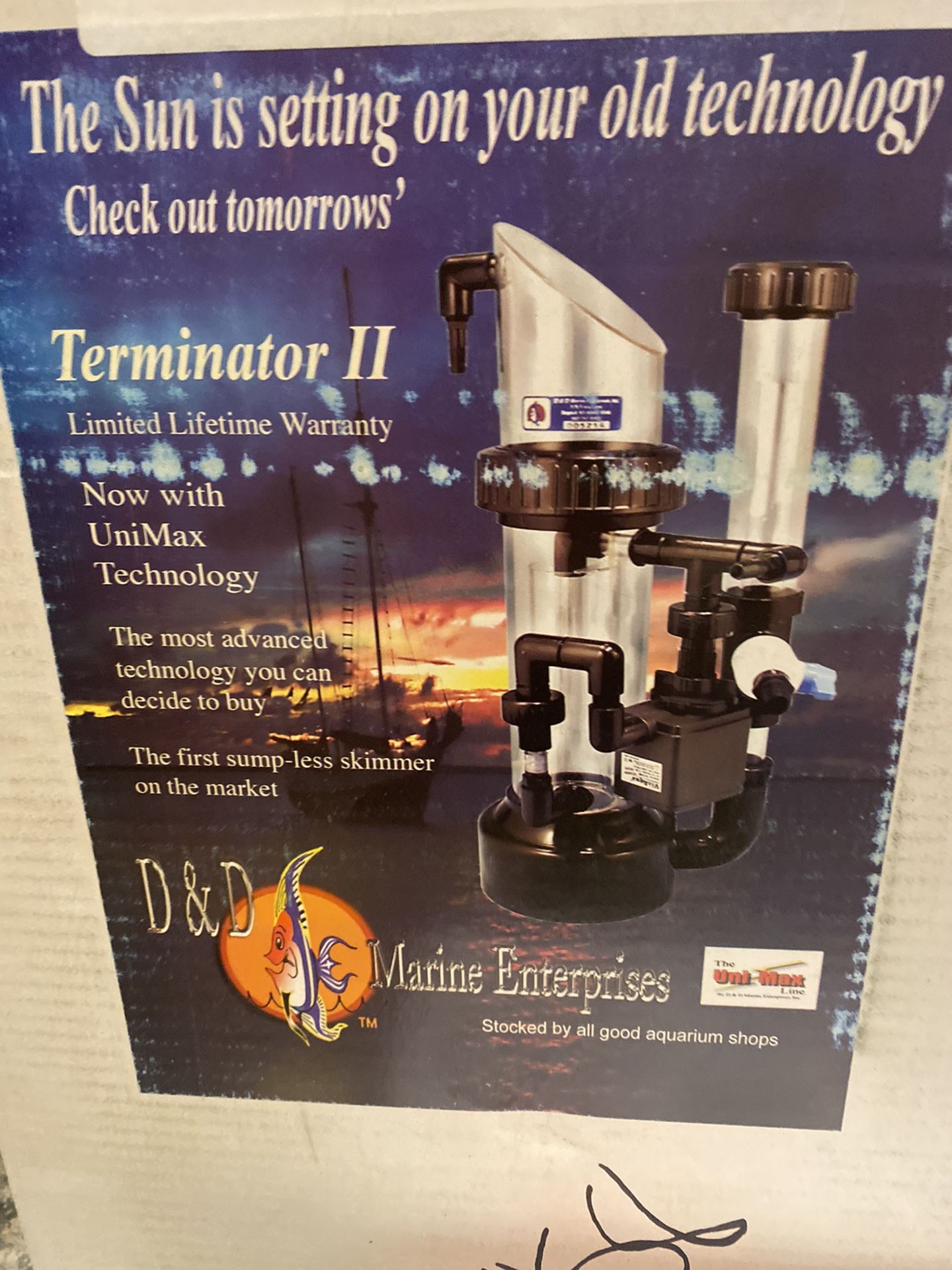 Protein Skimmer D&D Marine Enterprises, Rated For 300 Gal Aquarium, No Pump