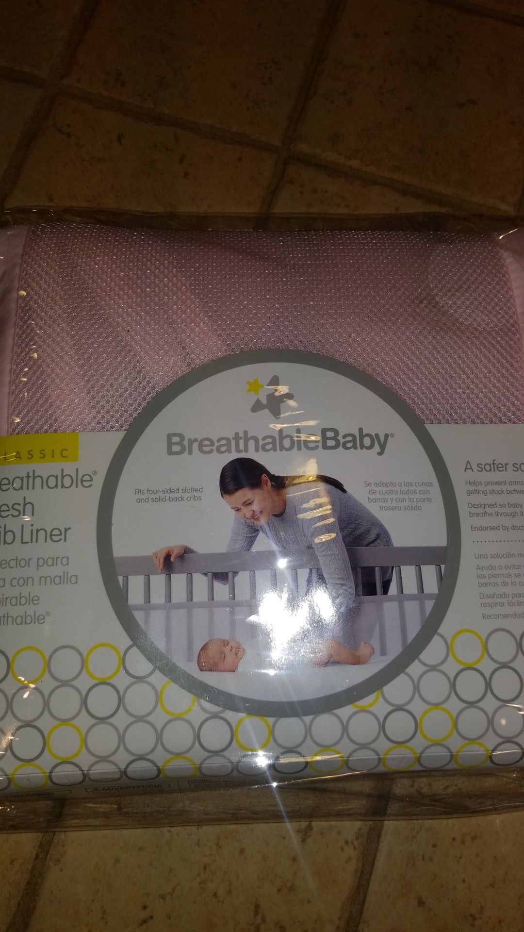 Breathable baby crib liner girl pink