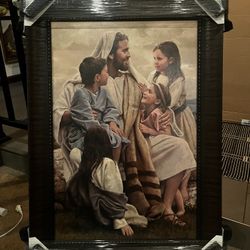 20”x30” Framed Picture Of Jesus And Children. Brand New 