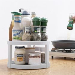 Lazy Susan Organizer, 2 Tier Non Skid Spice Rack Turntable,360 Degree Rotating Seasoning Organizer, 10-Inch Spinning Organizer for Pantry Cabinet, Kit