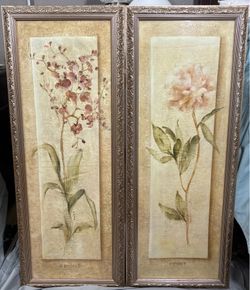 CHERI BLUM Beautiful Vintage Orchid and Peony Decrative Wall Decor