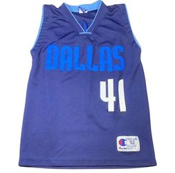Vintage Dirk Nowitzki #41 Dallas Mavericks Champion Jersey Men XXL 52 Blue NBA