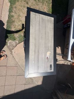 Black Desk with Dark Wood Top – Okay Condition