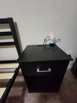 Black Nightstand with Drawer(2)